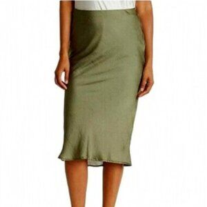 NWT - Forgotten Grace - Olive Green Midi Bias Skirt - Size Small